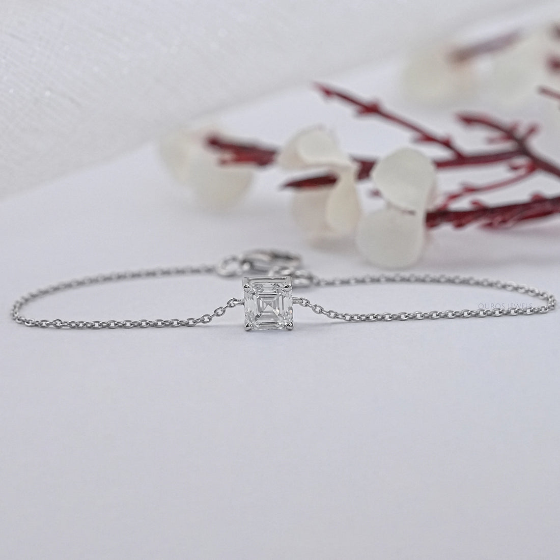 Brilliant Cut Lab Diamond Solitaire Bracelet Asscher Bracelet