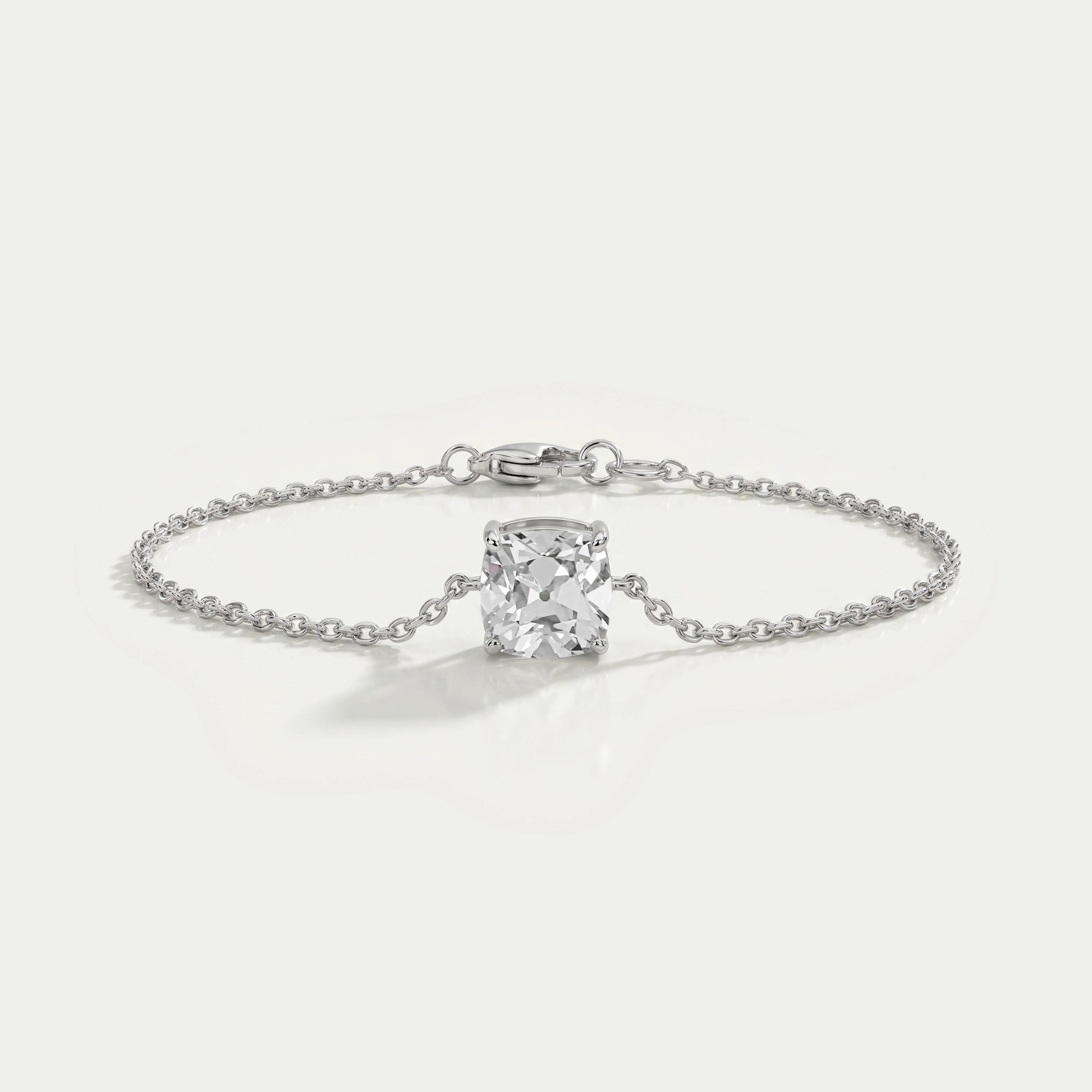 Square Old Mine Cushion Diamond Solitaire Bracelet