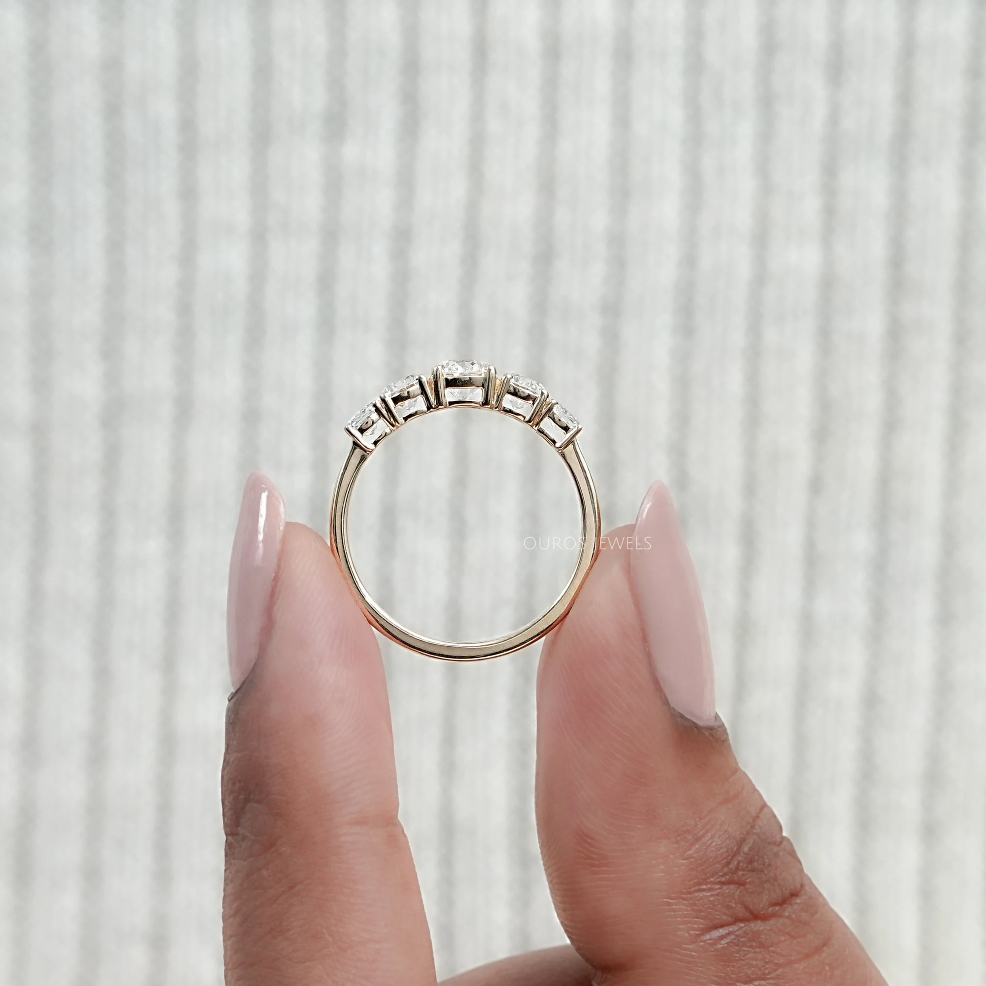 Cushion And Round Diamond Five Stone Engagement Ring Ring