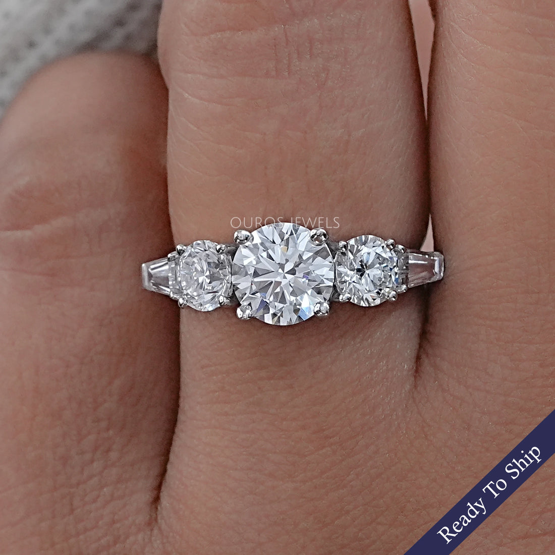 Five Stone Round Lab Diamond Engagement Ring