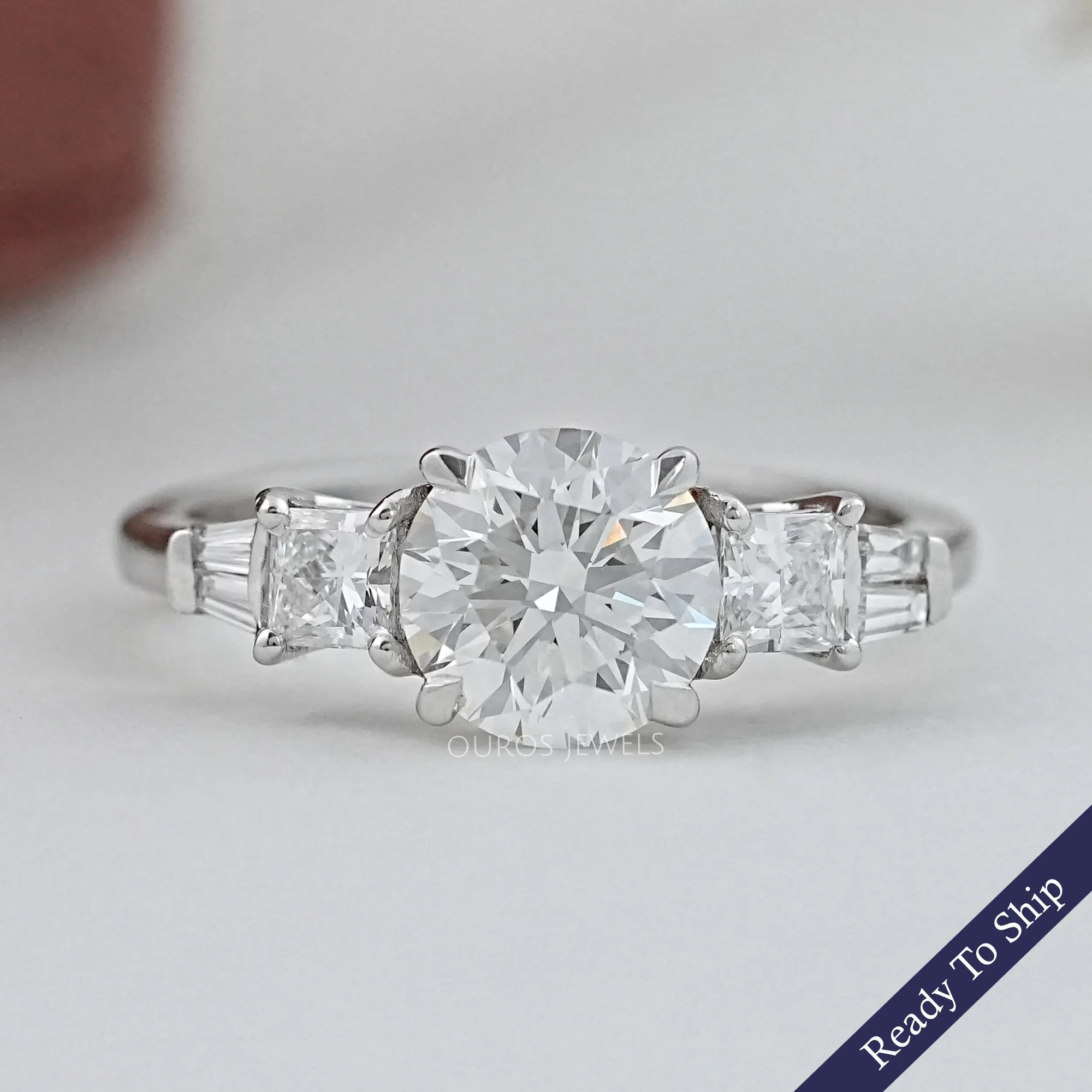 Round And Princess Diamond Seven Stone Engagement Ring Rings