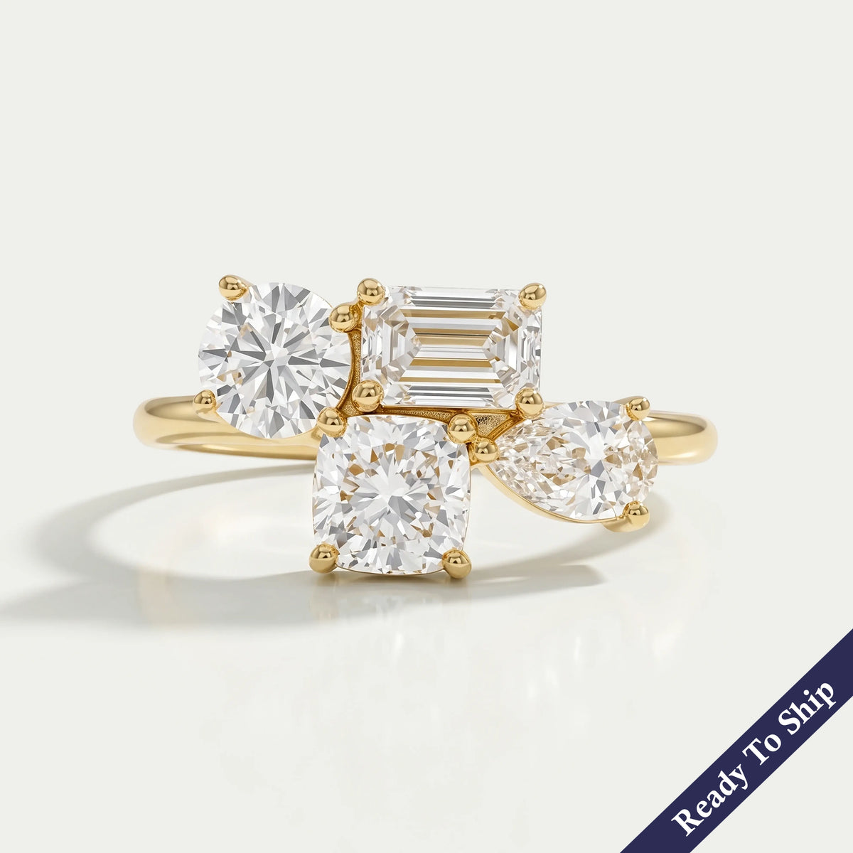 Multi Shape Lab Diamond Cluster Engagement Ring