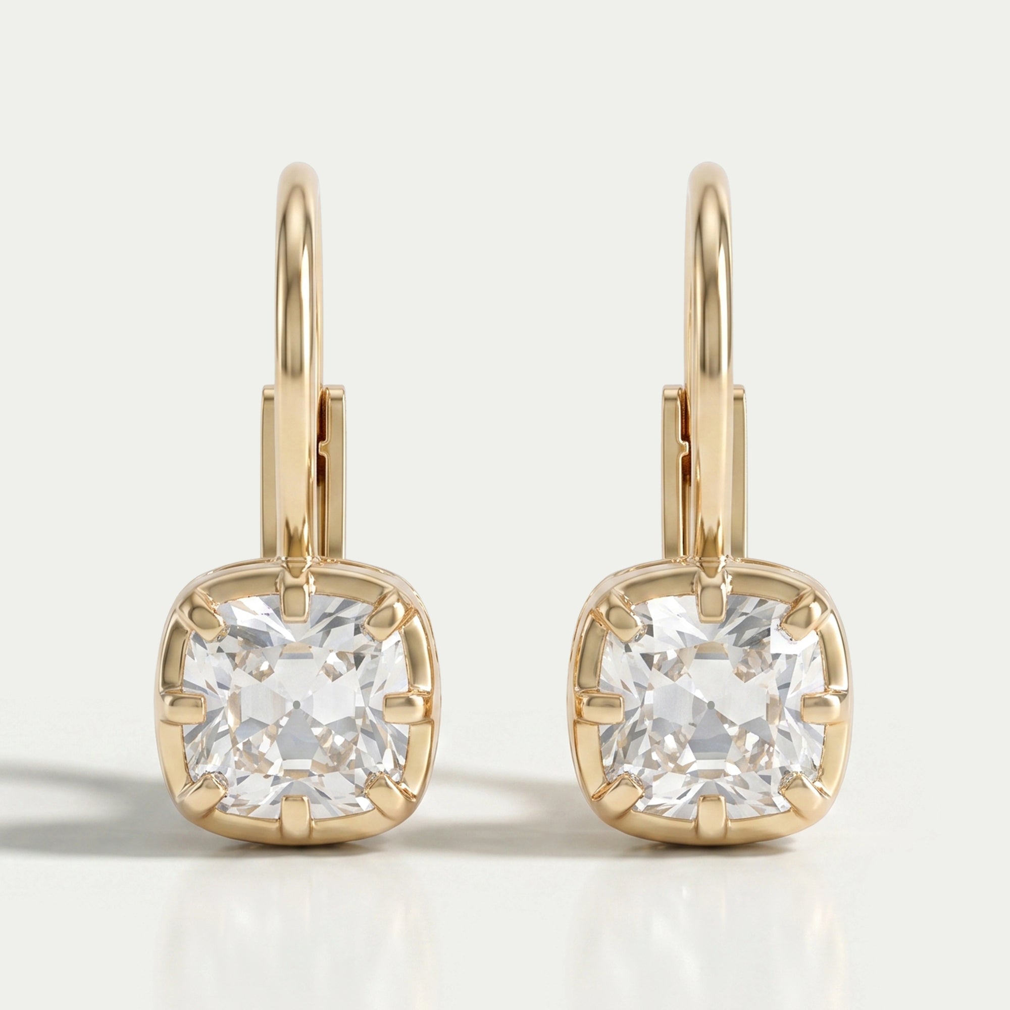 Old Mine Cushion Cut Lab Grown Diamond Drop Earrings Earrings