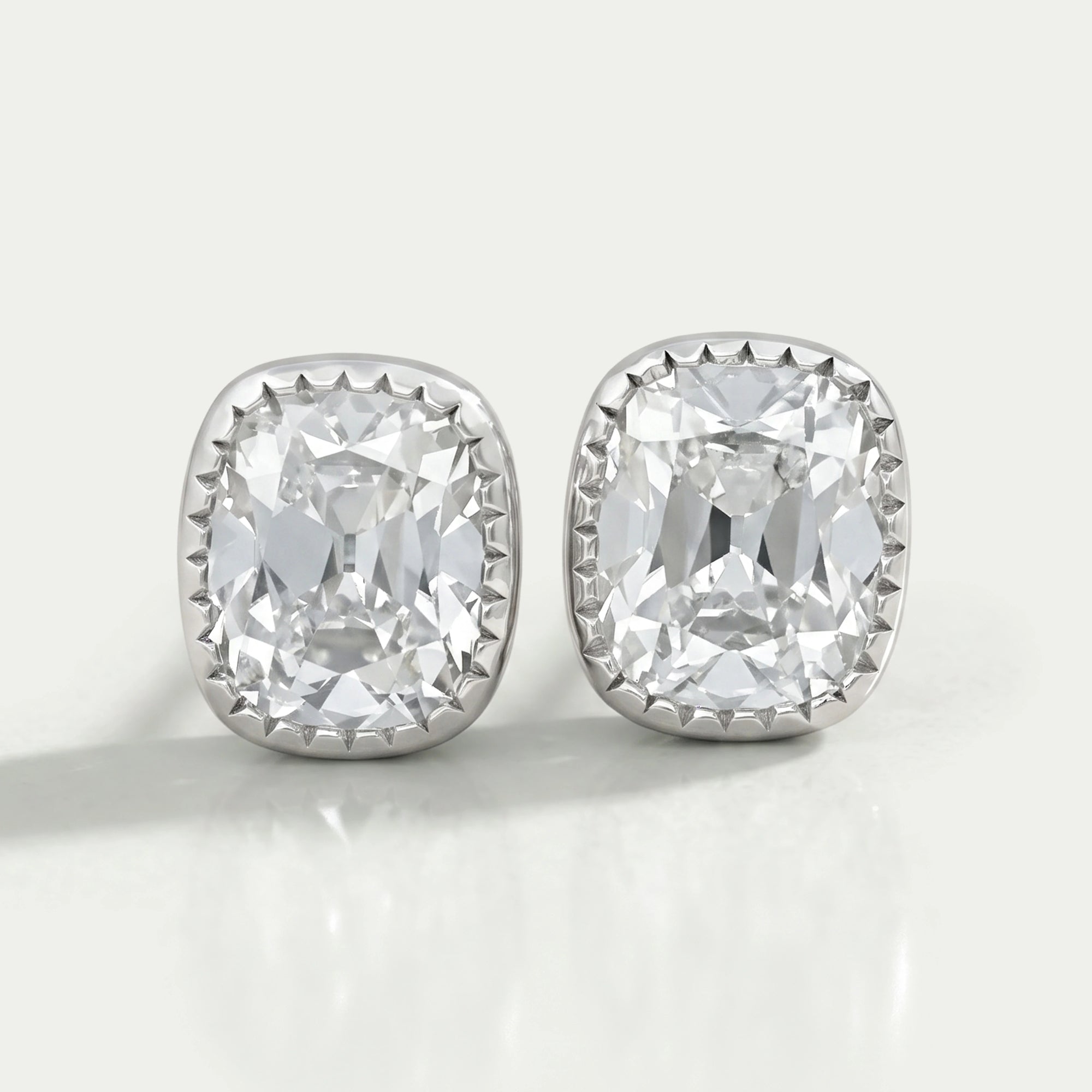 Old Mine Cushion Cut Lab Diamond Milgrain Earrings Earrings