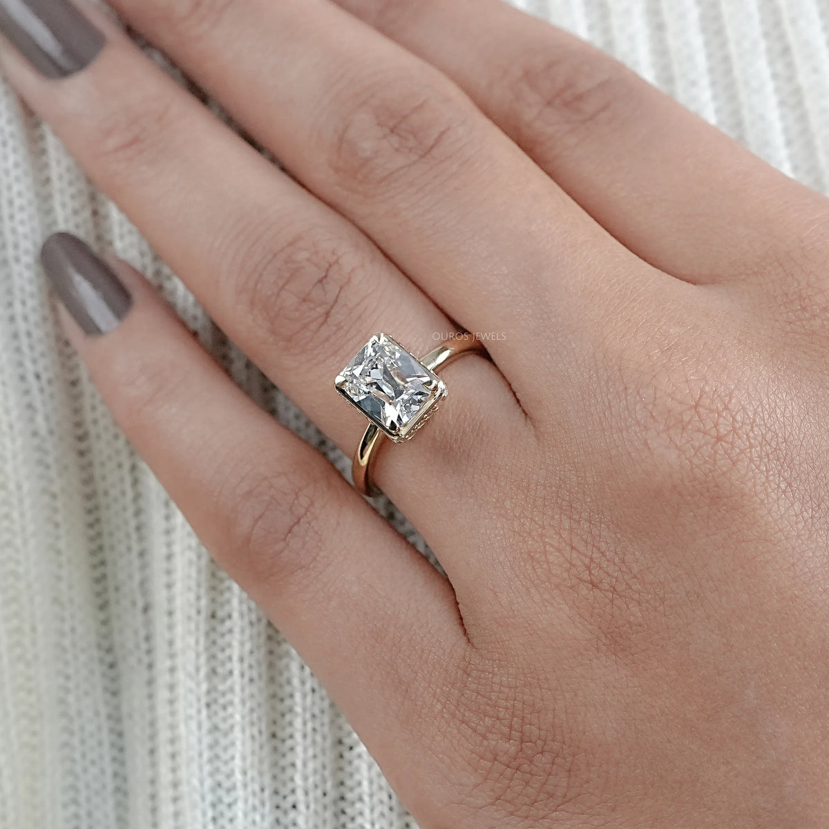 Old Mine Cushion Cut Hidden Halo Engagement Ring Rings