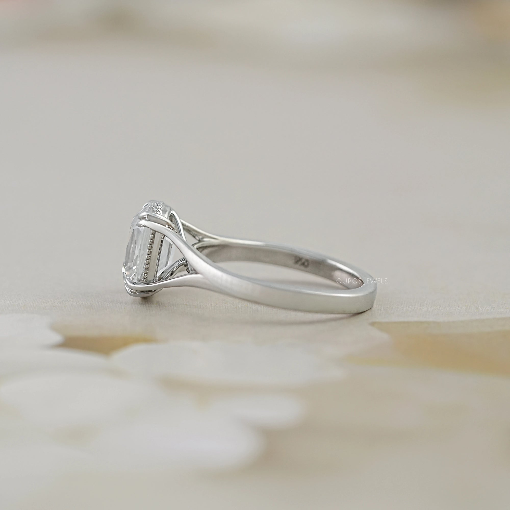Old Mine Cushion Cut Split Shank Engagement Ring Ring