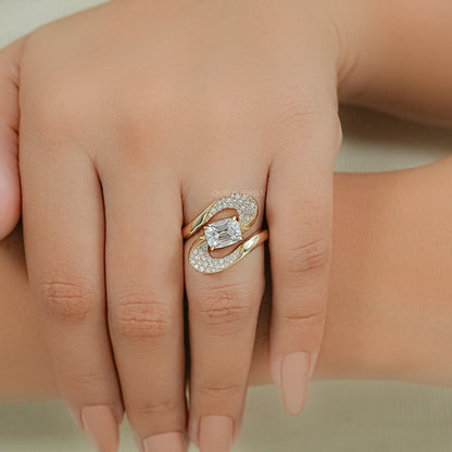 Old Mine Cushion Cut Diamond Accent Bypass Ring