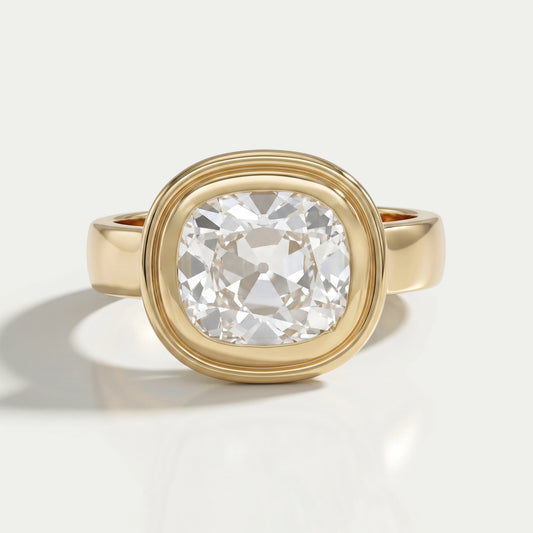 Old Mine Cushion Cut Bezel Set Ring Rings