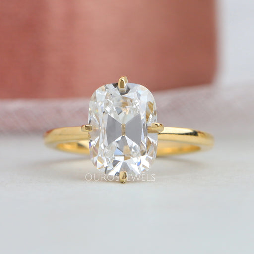 front view of old mine cushion cut solitaire engagement ring