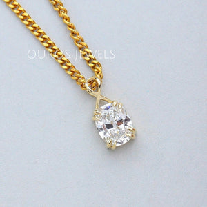 Collier solitaire en diamant ovale Old Mine