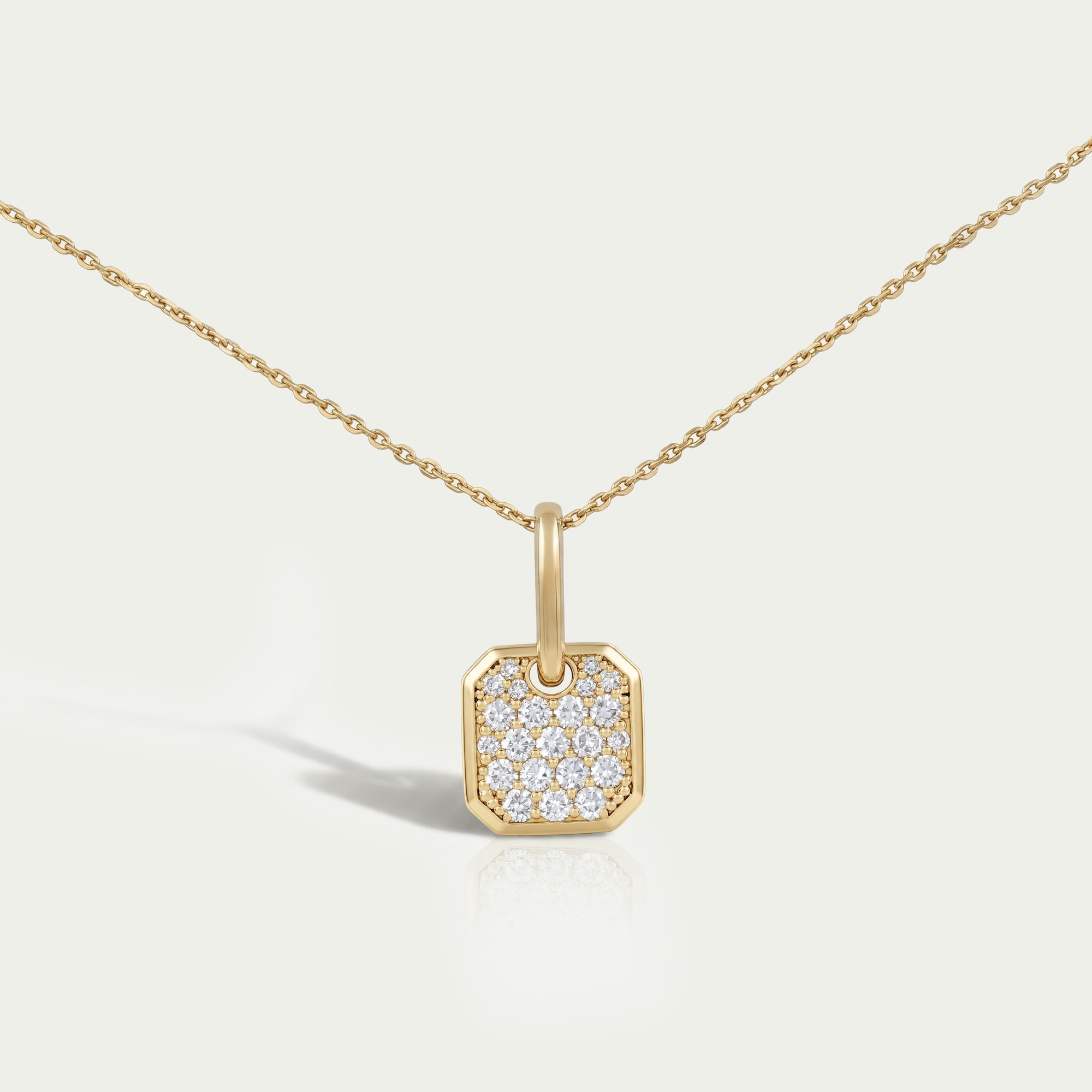 Octagon Shape Lab Diamond Pave Set Pendant Necklaces