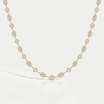 Bezel Set Old Mine Marquise Diamond Necklace Necklaces