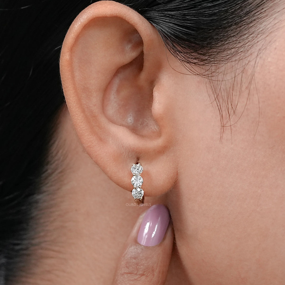 Old European Cut Round Diamond Hoop Earrings For Her Earring