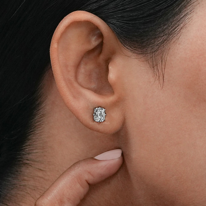 Old Mine Cushion Cut Lab Diamond Stud Earrings