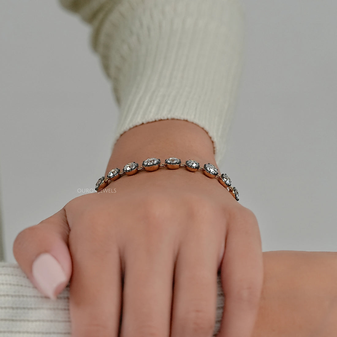 Old European Round Lab Diamond Tennis Bracelet Bracelet
