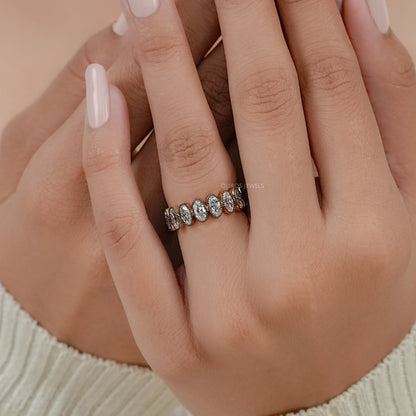 Old Mine Oval Lab Diamond Eternity Band Ring