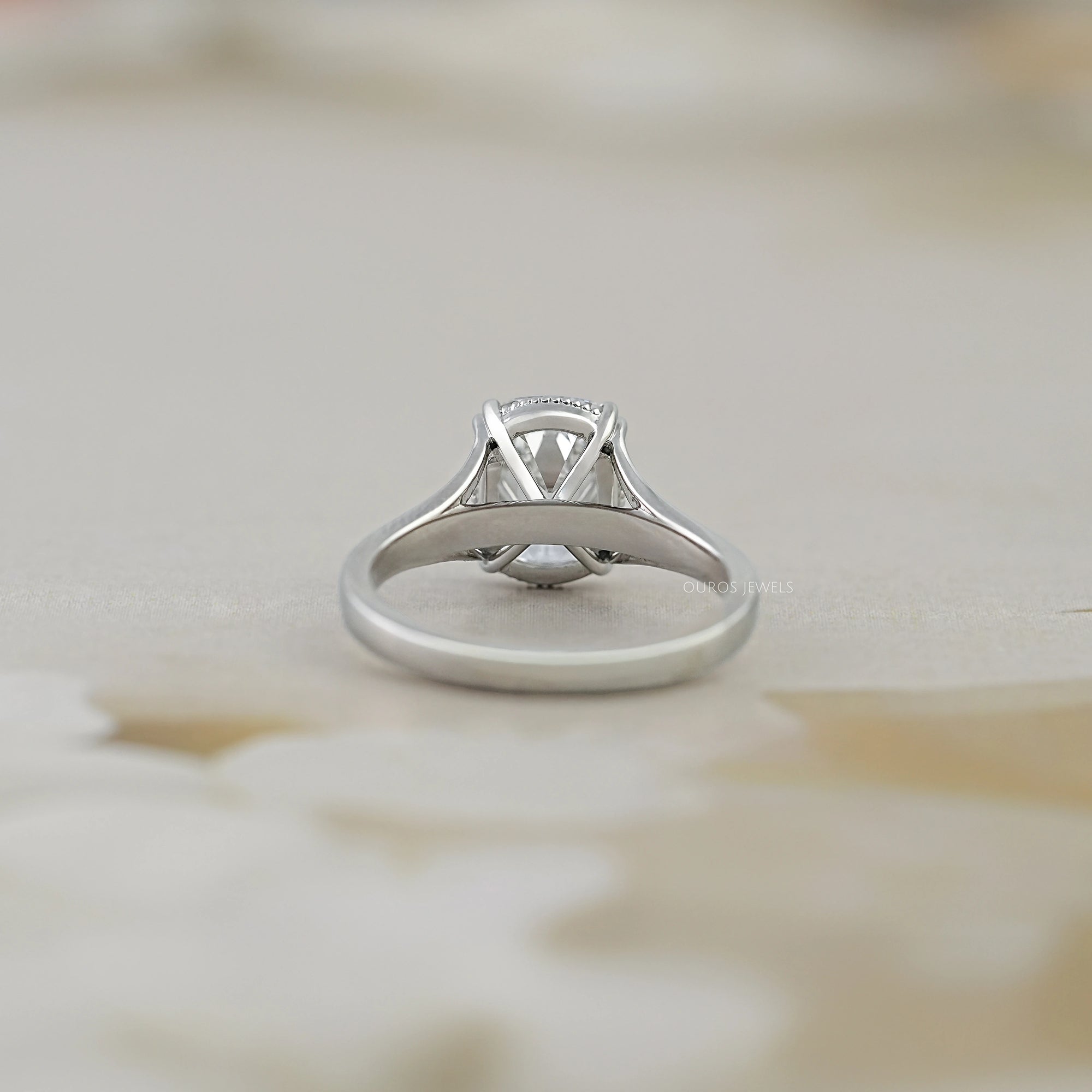 Old Mine Cushion Cut Split Shank Engagement Ring Ring