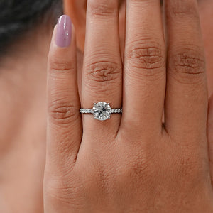 Old European round cut Solitaire accent Engagement Ring