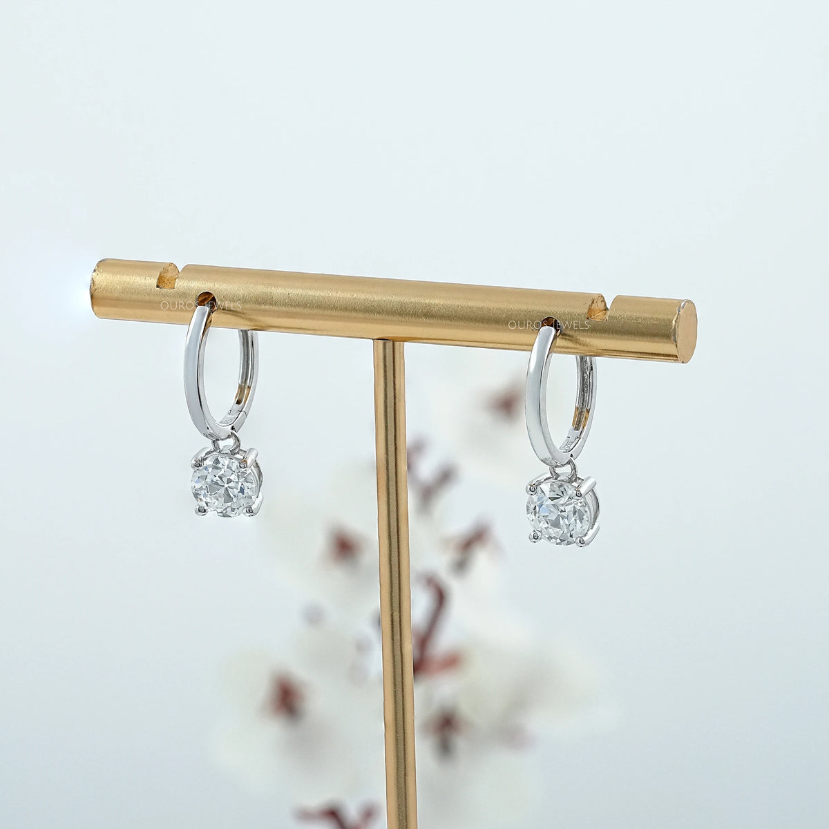 OEC Round Diamond Dangle Hoop Earrings Earrings