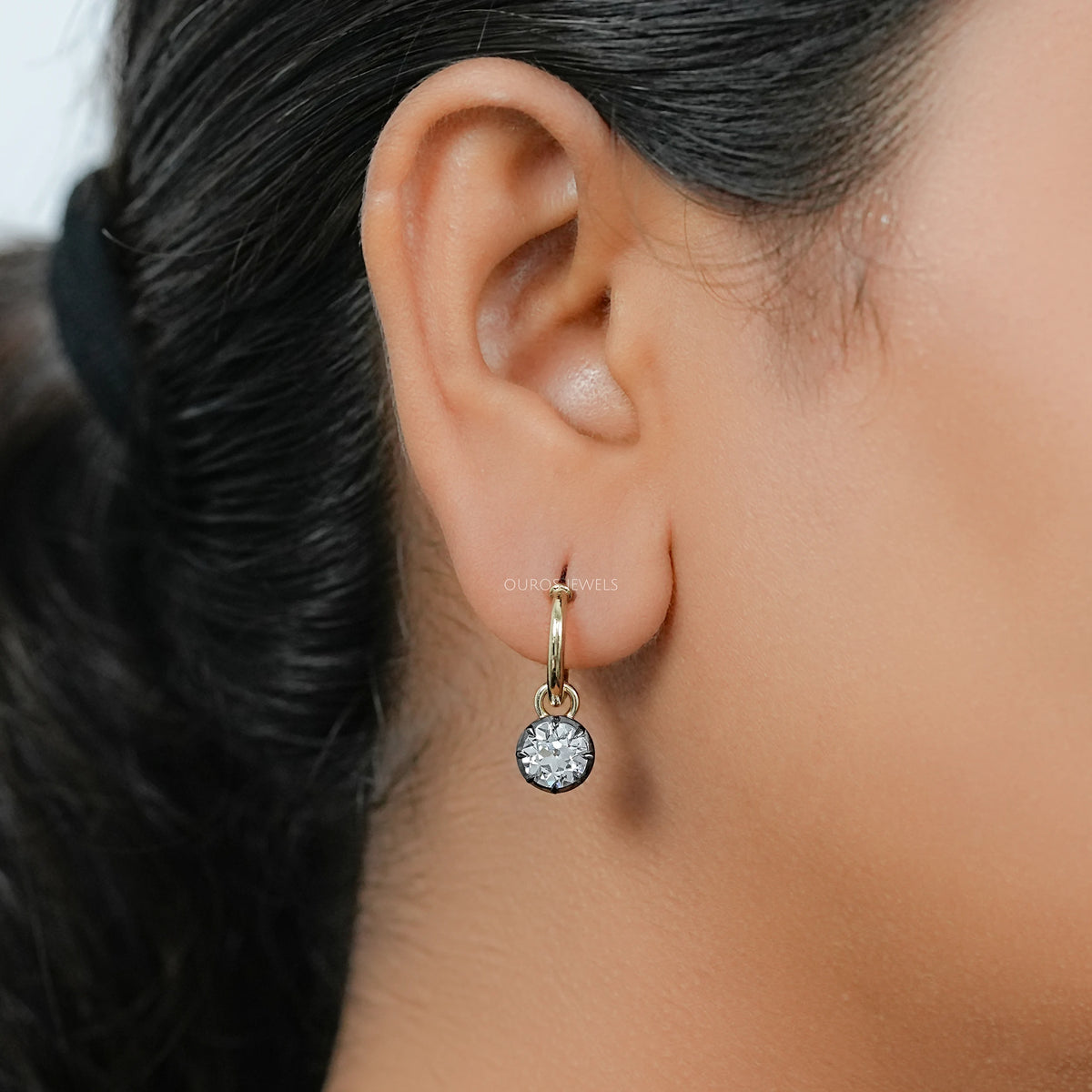 Boucles d'oreilles heurtoirs de porte en diamant taille ancienne