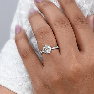 Old European round cut Solitaire accent Engagement Ring