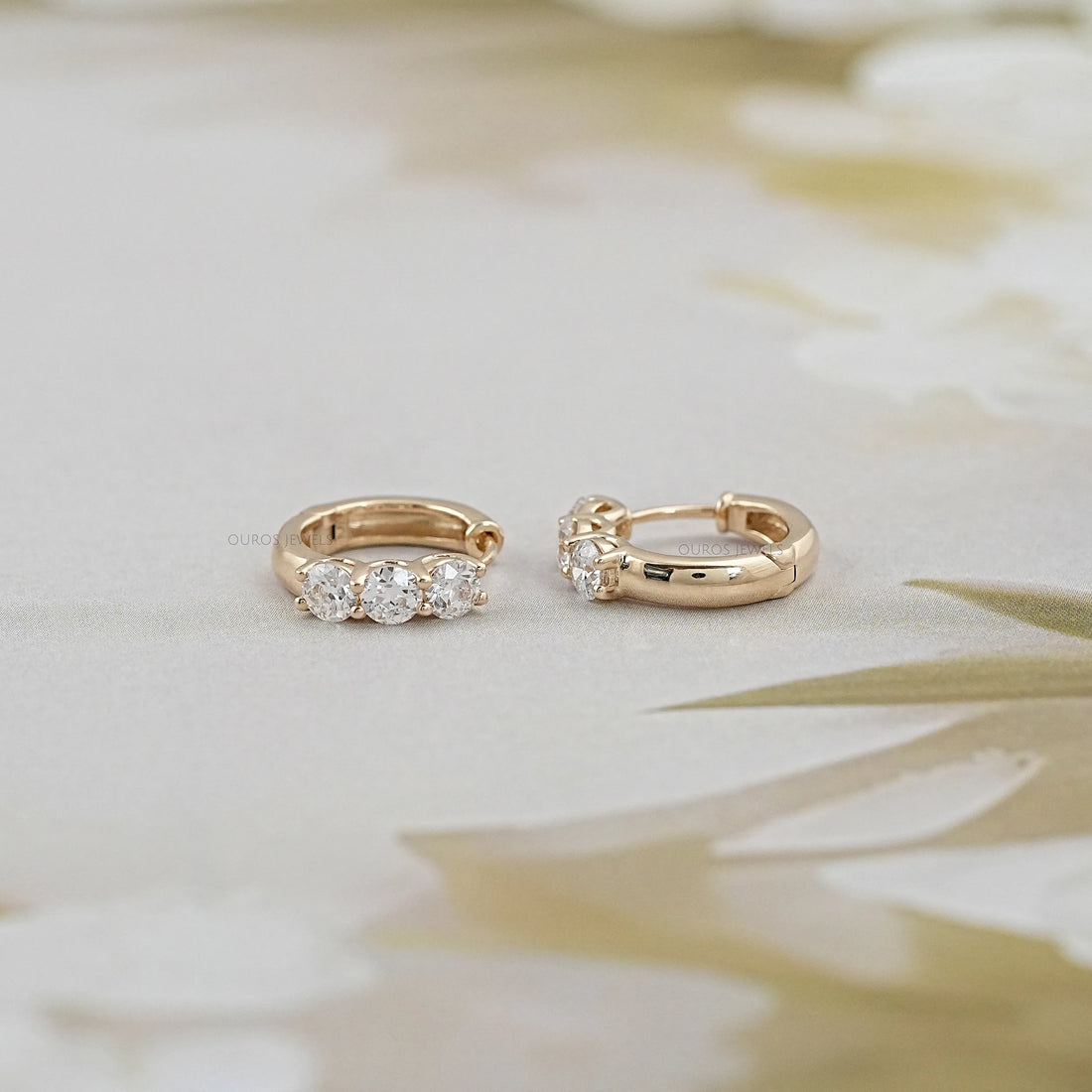 Old European Cut Round Diamond Hoop Earrings For Her Earring