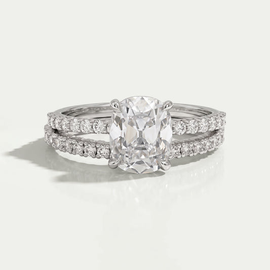 Old Mine Cushion Cut Solitaire Accent Bridal Ring Set Ring