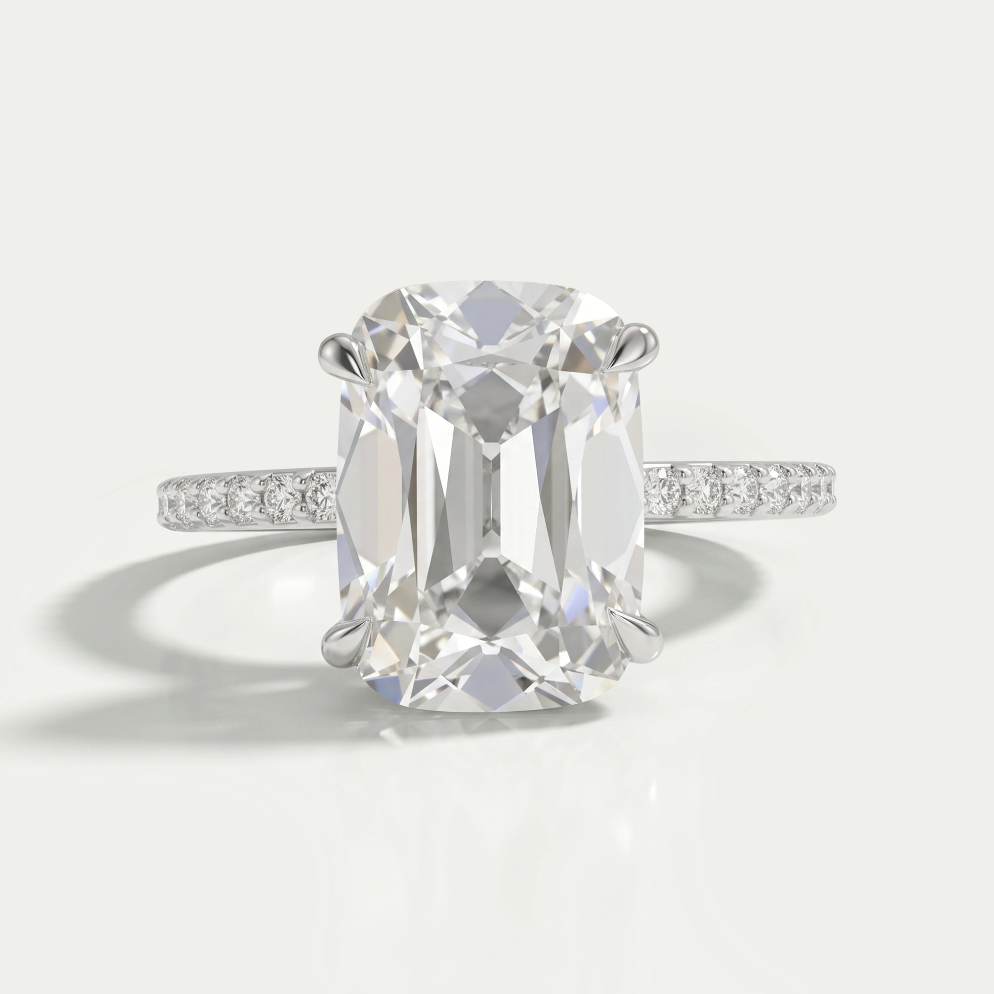 Old Mine Cushion Cut Solitaire Accent Ring Ring
