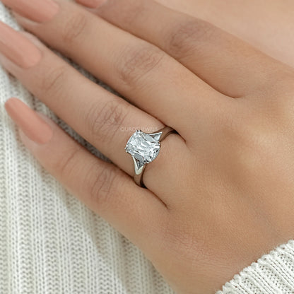 Old Mine Cushion Cut Split Shank Engagement Ring Ring