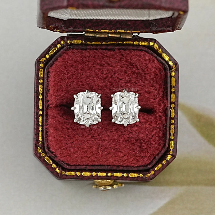 Old Mine Cushion Cut Lab Diamond Stud Earrings