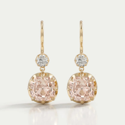 Boucles d'oreilles pendantes en diamants Old Mine Cushion Lab