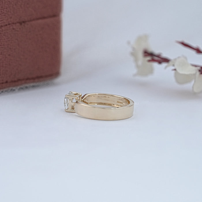 Old Mine Cushion Lab Diamond Solitaire Ring