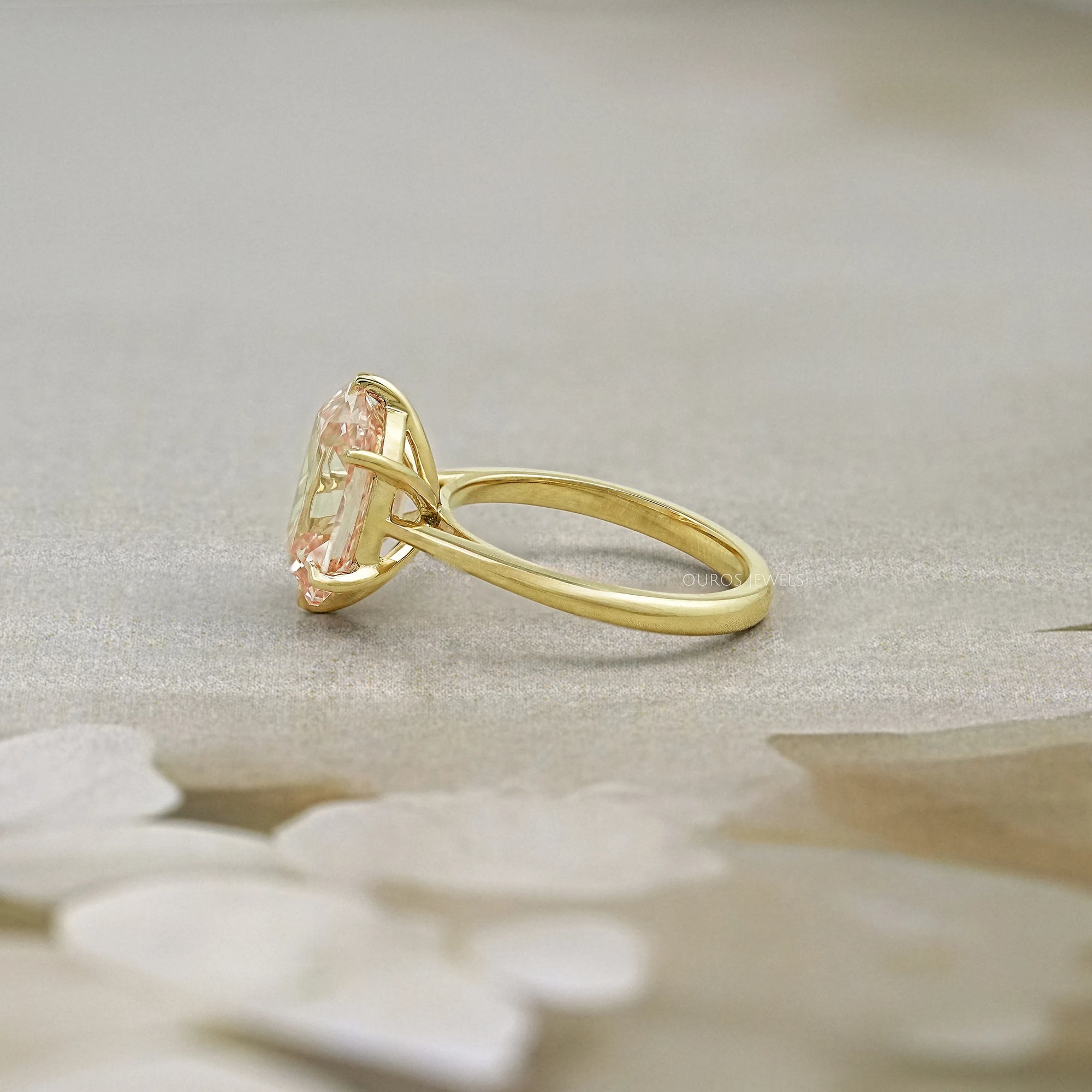 Fancy Intense Pink Old Mine Cushion Cut Solitaire Ring Ring