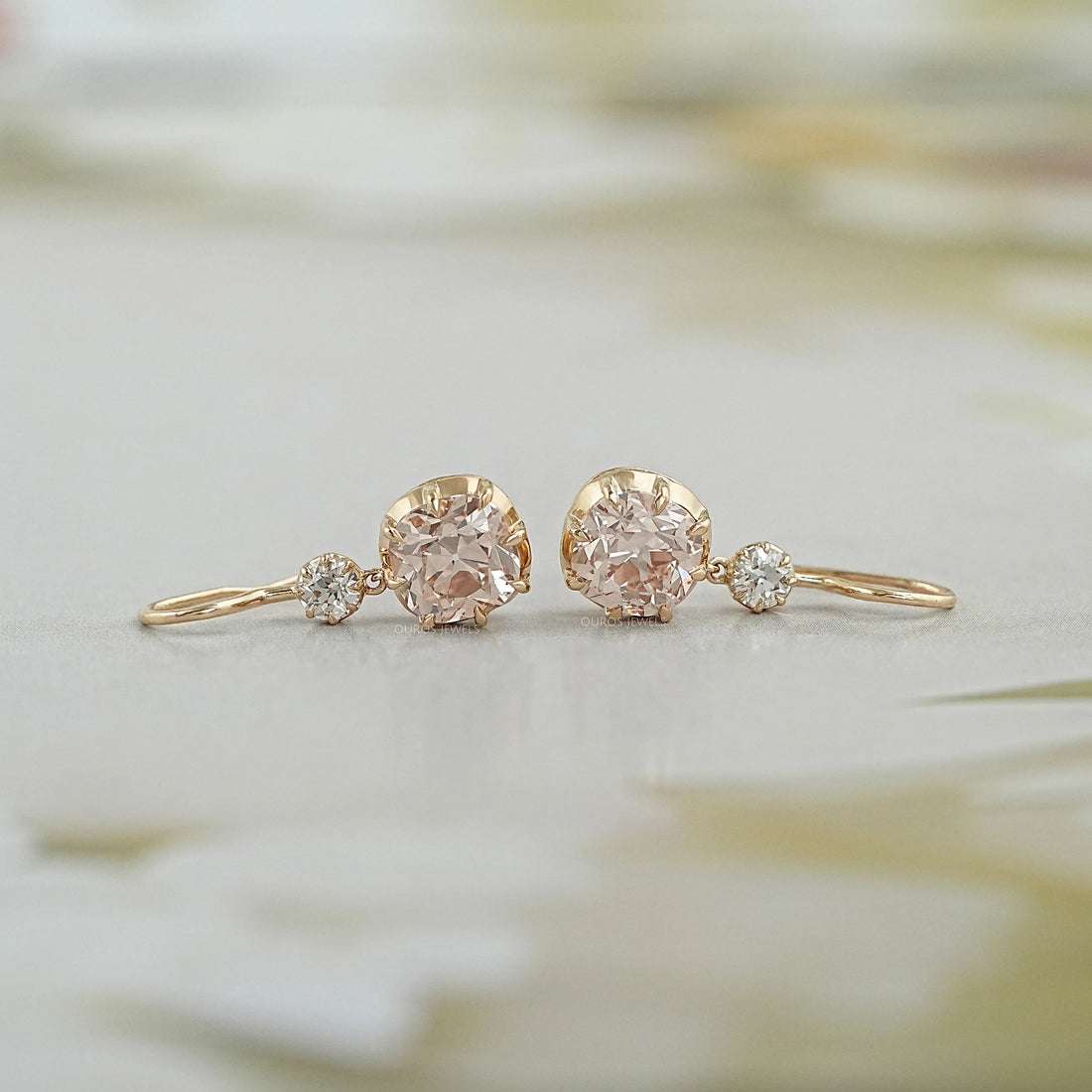 Old Mine Cushion Lab Diamond Dangle Earrings Earrings