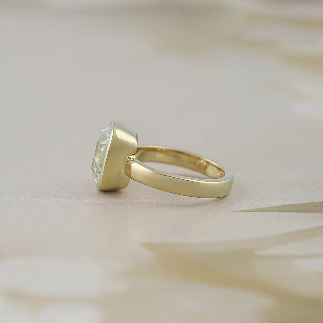 Old Mine Cushion Lab Diamond Bezel Set Ring Ring
