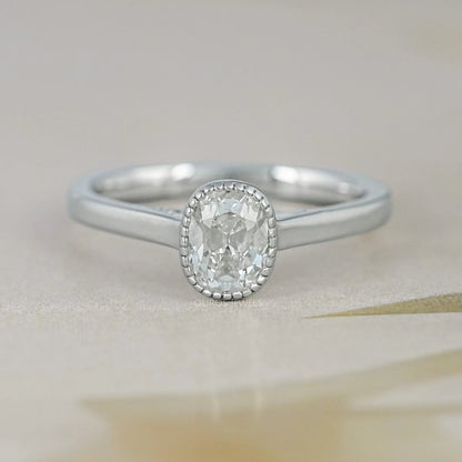 Old Mine Cushion Cut Milgrain Bezel Solitaire Ring Ring