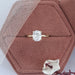 old mine cushion cut lab diamond petal solitaire engagement ring in jewelry box