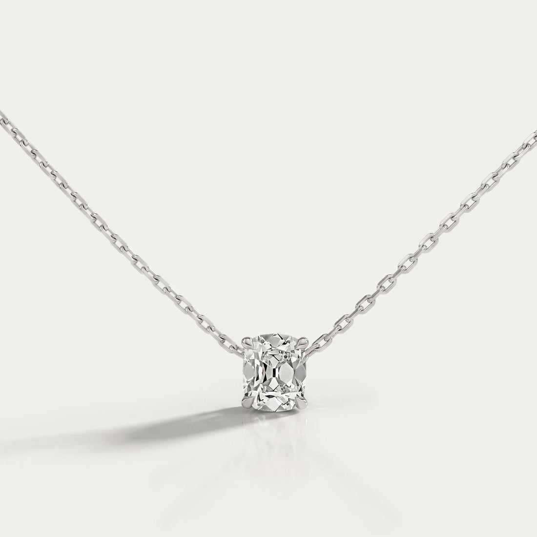 Old Mine Cushion Solitaire Pendant Necklaces