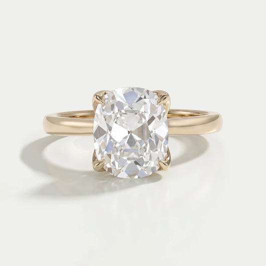 Old Mine Cushion Petal Solitaire Engagement Ring Ring