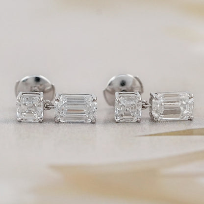 Old Mine Emerald And Asscher Diamond Drop Earrings Earrings