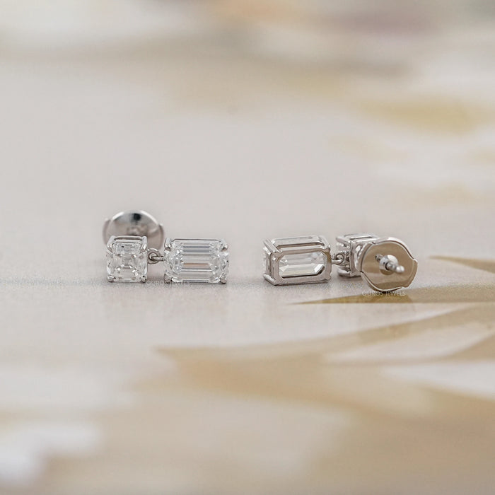 Old Mine Emerald And Asscher Diamond Drop Earrings