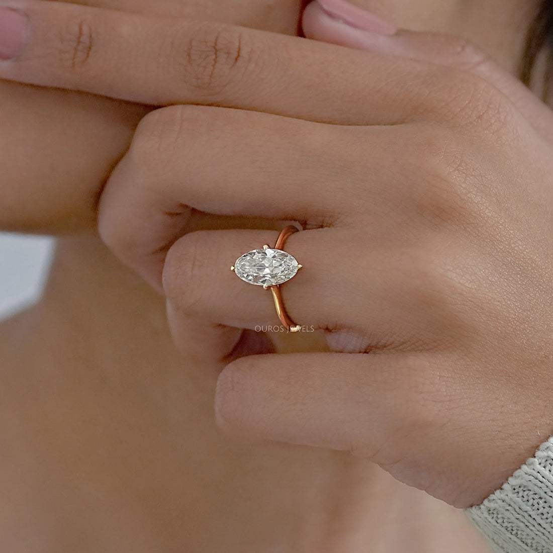 Old Mine Moval Lab Diamond Solitaire Engagement Ring Ring