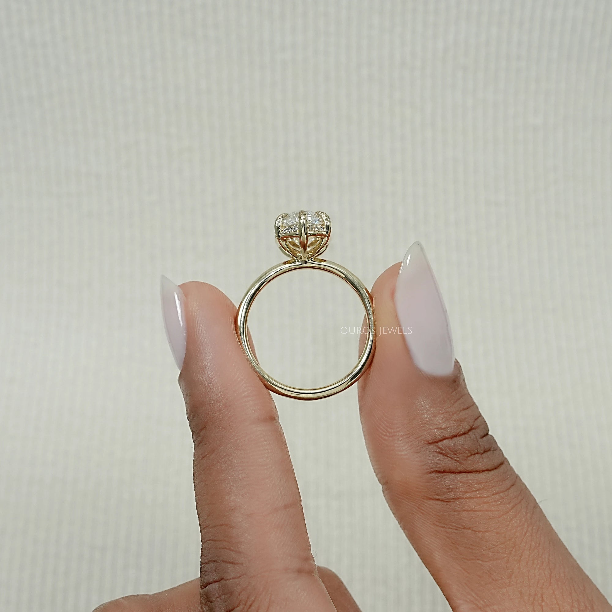 Old Mine Moval Cut Hidden Halo Engagement Ring