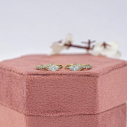 Old Mine Moval Lab Diamond Huggie Hoop Earrings Earring
