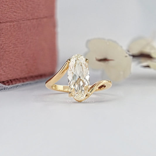 Old Mine Moval Cut Lab Diamond Bypass Ring Rings