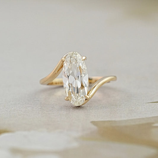 Old Mine Moval Cut Lab Diamond Bypass Ring Rings