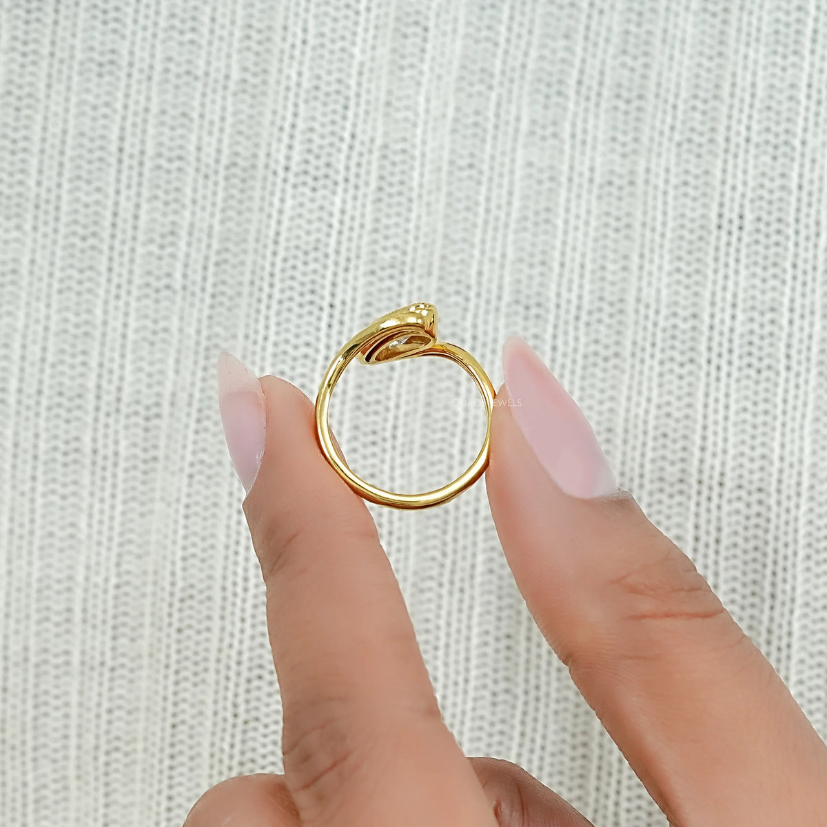Old Mine Moval Diamond Milgrain Bypass Ring Ring
