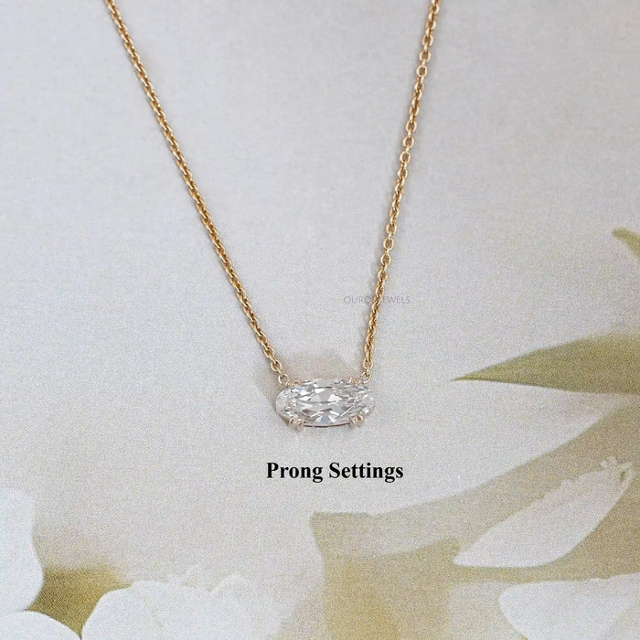 East West Old Mine Moval Lab Diamond Solitaire Pendant