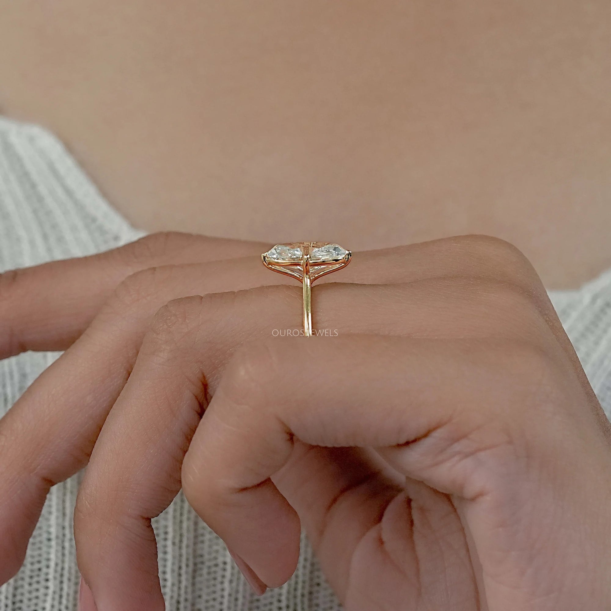 Old Mine Moval Lab Diamond Solitaire Engagement Ring Ring