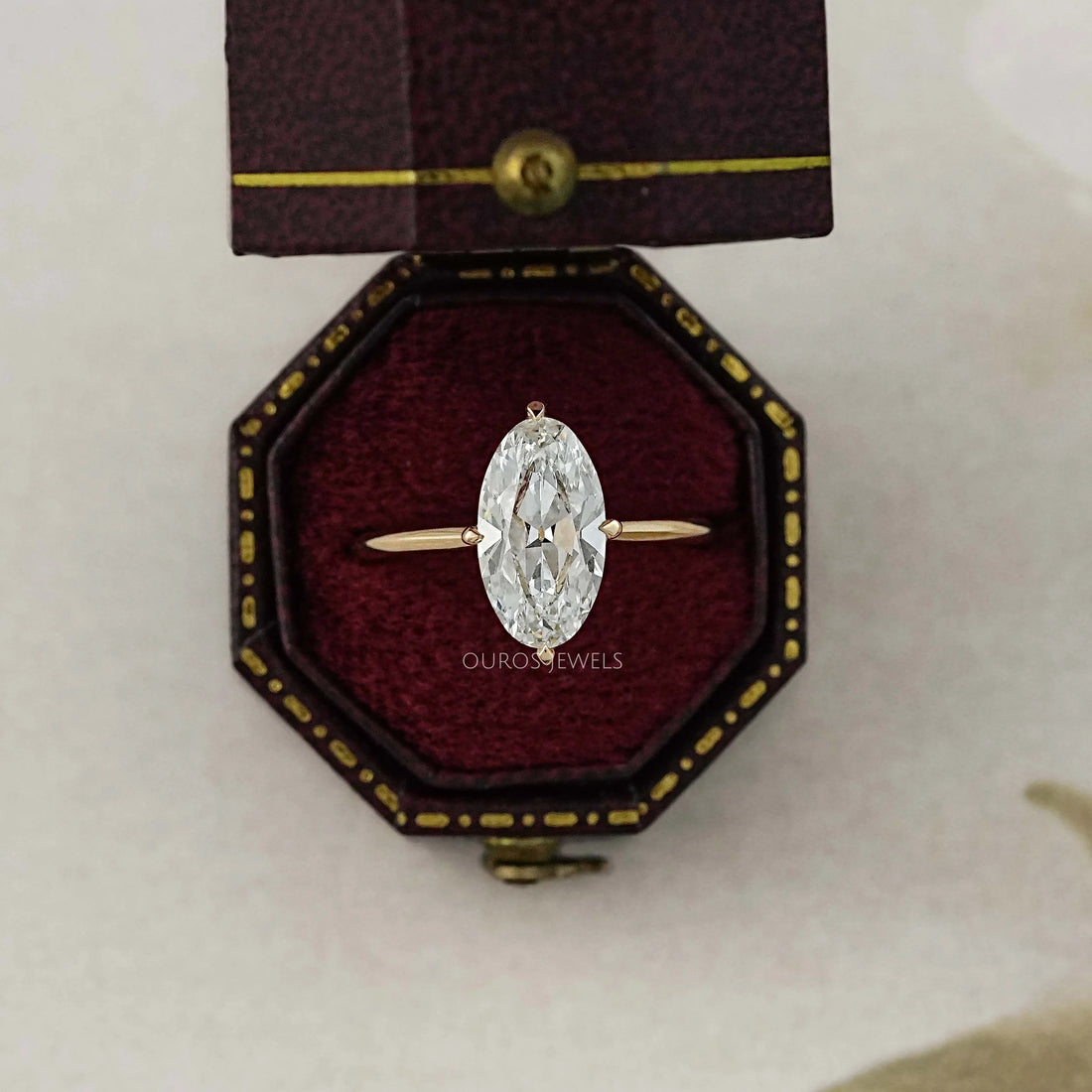 Old Mine Moval Lab Diamond Solitaire Engagement Ring Ring